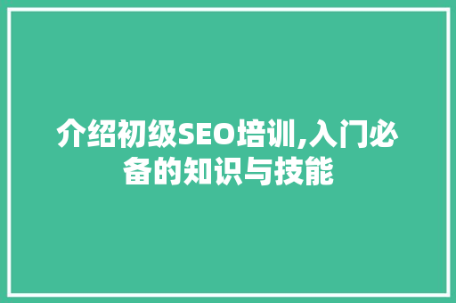 介绍初级SEO培训,入门必备的知识与技能