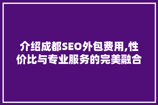 介绍成都SEO外包费用,性价比与专业服务的完美融合