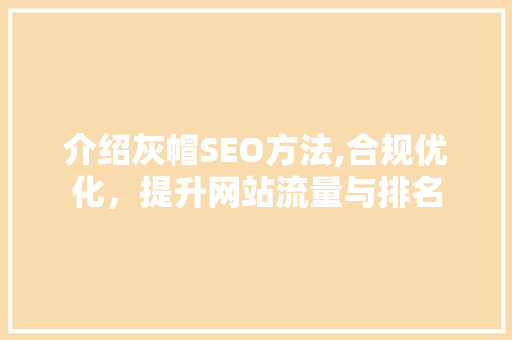 介绍灰帽SEO方法,合规优化，提升网站流量与排名