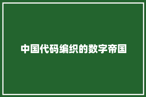 中国代码编织的数字帝国