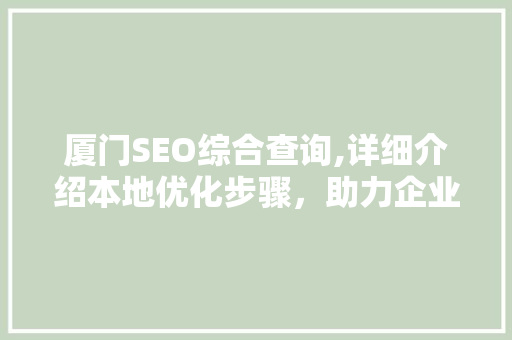 厦门SEO综合查询,详细介绍本地优化步骤，助力企业腾飞