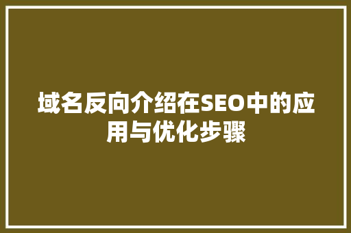 域名反向介绍在SEO中的应用与优化步骤