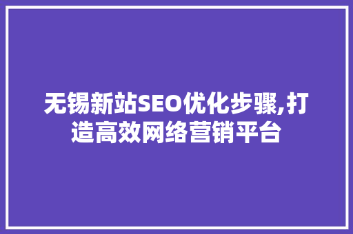 无锡新站SEO优化步骤,打造高效网络营销平台