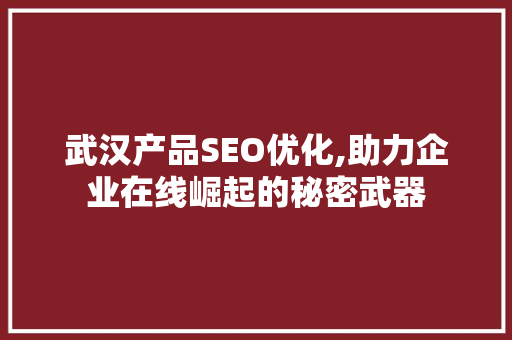 武汉产品SEO优化,助力企业在线崛起的秘密武器