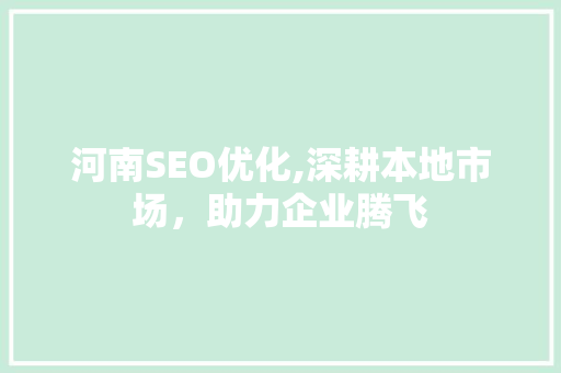 河南SEO优化,深耕本地市场，助力企业腾飞