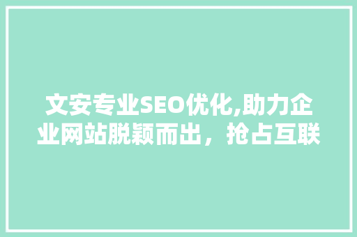 文安专业SEO优化,助力企业网站脱颖而出，抢占互联网高地