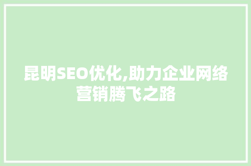 昆明SEO优化,助力企业网络营销腾飞之路