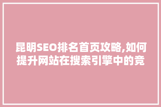昆明SEO排名首页攻略,如何提升网站在搜索引擎中的竞争力  第1张