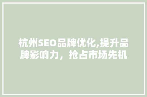 杭州SEO品牌优化,提升品牌影响力，抢占市场先机