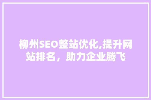 柳州SEO整站优化,提升网站排名，助力企业腾飞