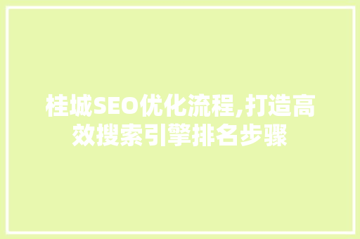 桂城SEO优化流程,打造高效搜索引擎排名步骤