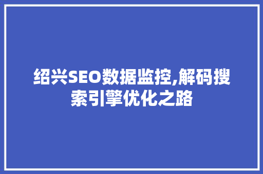 绍兴SEO数据监控,解码搜索引擎优化之路