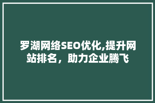 罗湖网络SEO优化,提升网站排名，助力企业腾飞