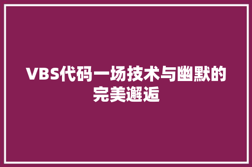 VBS代码一场技术与幽默的完美邂逅