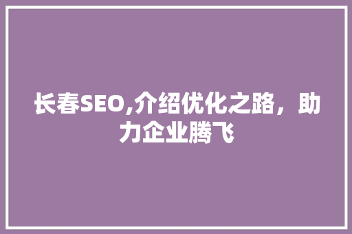 长春SEO,介绍优化之路，助力企业腾飞