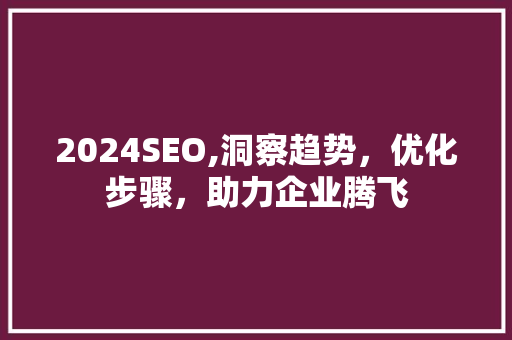 2024SEO,洞察趋势，优化步骤，助力企业腾飞