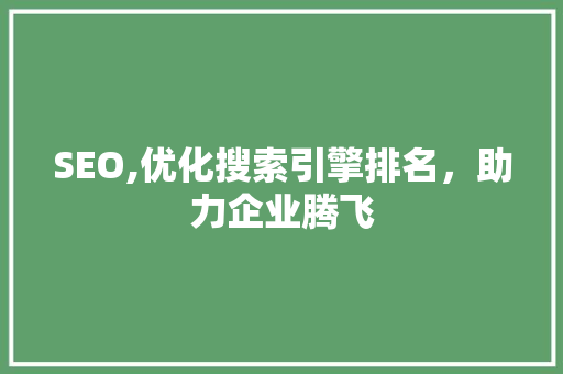 SEO,优化搜索引擎排名，助力企业腾飞