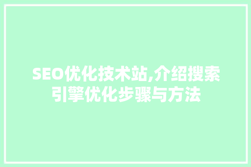 SEO优化技术站,介绍搜索引擎优化步骤与方法
