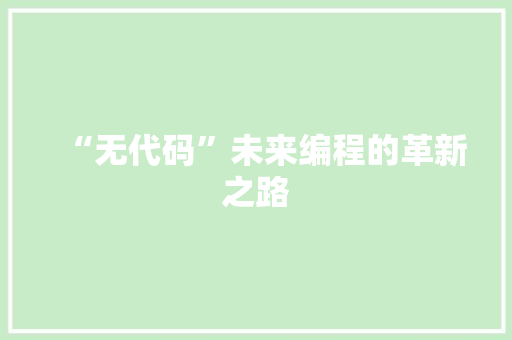 “无代码”未来编程的革新之路