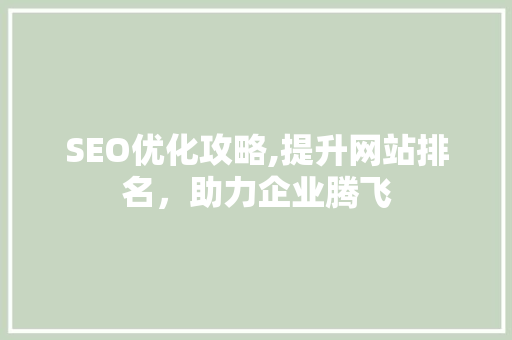 SEO优化攻略,提升网站排名，助力企业腾飞
