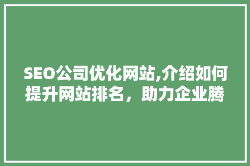 SEO公司优化网站,介绍如何提升网站排名，助力企业腾飞