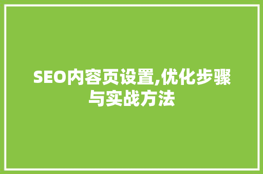 SEO内容页设置,优化步骤与实战方法  第1张