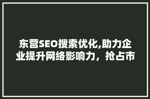 东营SEO搜索优化,助力企业提升网络影响力，抢占市场先机