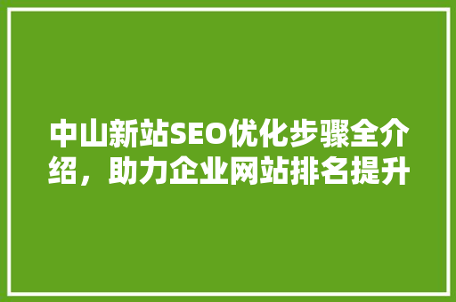中山新站SEO优化步骤全介绍，助力企业网站排名提升