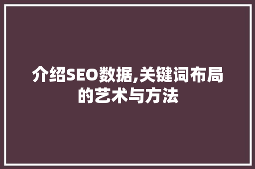 介绍SEO数据,关键词布局的艺术与方法  第1张