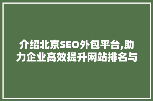 介绍北京SEO外包平台,助力企业高效提升网站排名与流量