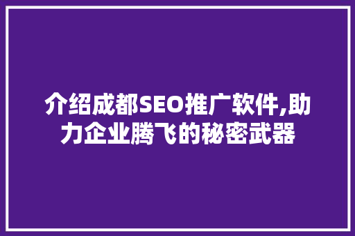 介绍成都SEO推广软件,助力企业腾飞的秘密武器