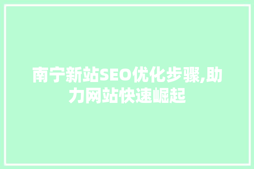 南宁新站SEO优化步骤,助力网站快速崛起