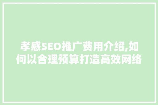 孝感SEO推广费用介绍,如何以合理预算打造高效网络营销