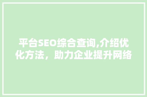 平台SEO综合查询,介绍优化方法，助力企业提升网络曝光度