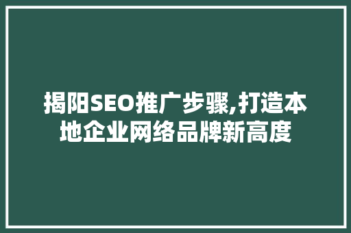 揭阳SEO推广步骤,打造本地企业网络品牌新高度
