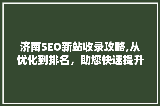 济南SEO新站收录攻略,从优化到排名，助您快速提升网站知名度