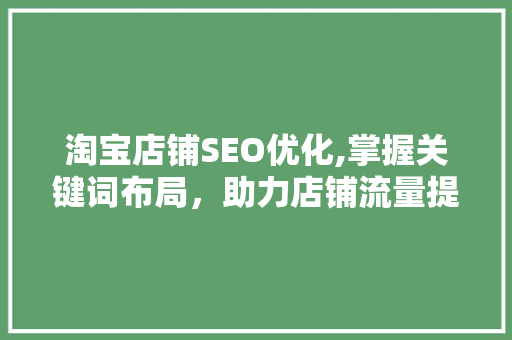 淘宝店铺SEO优化,掌握关键词布局，助力店铺流量提升