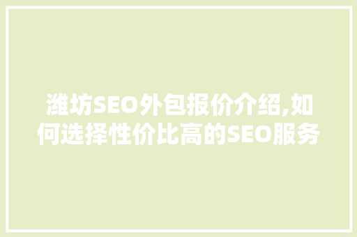 潍坊SEO外包报价介绍,如何选择性价比高的SEO服务