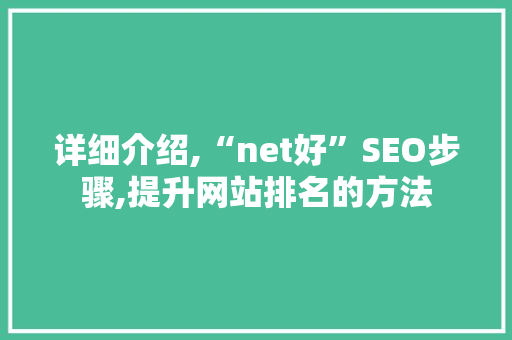 详细介绍,“net好”SEO步骤,提升网站排名的方法