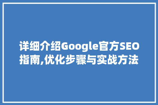详细介绍Google官方SEO指南,优化步骤与实战方法