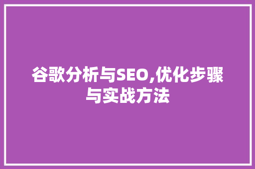 谷歌分析与SEO,优化步骤与实战方法