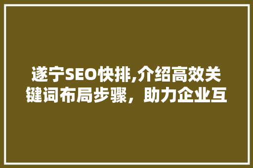 遂宁SEO快排,介绍高效关键词布局步骤，助力企业互联网营销