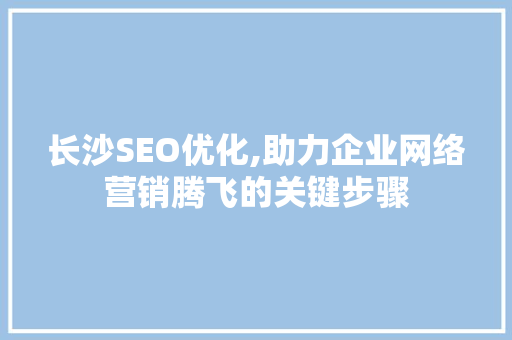 长沙SEO优化,助力企业网络营销腾飞的关键步骤