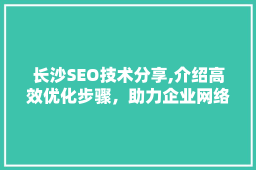 长沙SEO技术分享,介绍高效优化步骤，助力企业网络营销腾飞