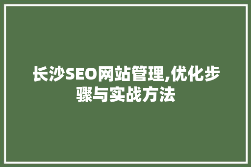 长沙SEO网站管理,优化步骤与实战方法