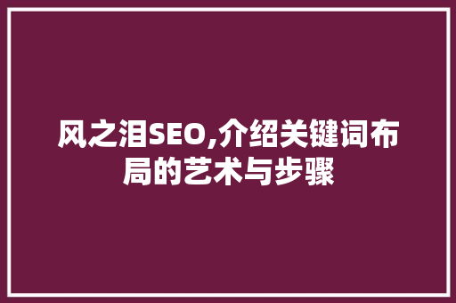 风之泪SEO,介绍关键词布局的艺术与步骤