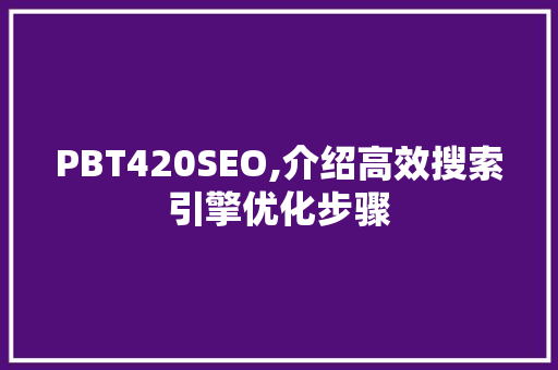 PBT420SEO,介绍高效搜索引擎优化步骤
