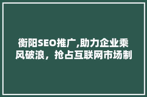 衡阳SEO推广,助力企业乘风破浪，抢占互联网市场制高点