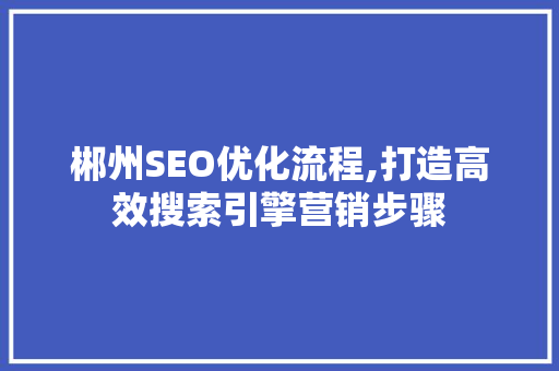 郴州SEO优化流程,打造高效搜索引擎营销步骤