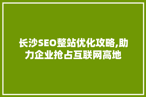 长沙SEO整站优化攻略,助力企业抢占互联网高地